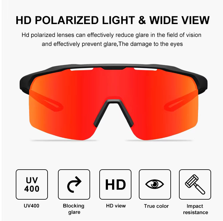 Sports Sunglasses TR90 Frame Mirror Polarized Lens Baseball,Cycling, Riding & Running Glasses